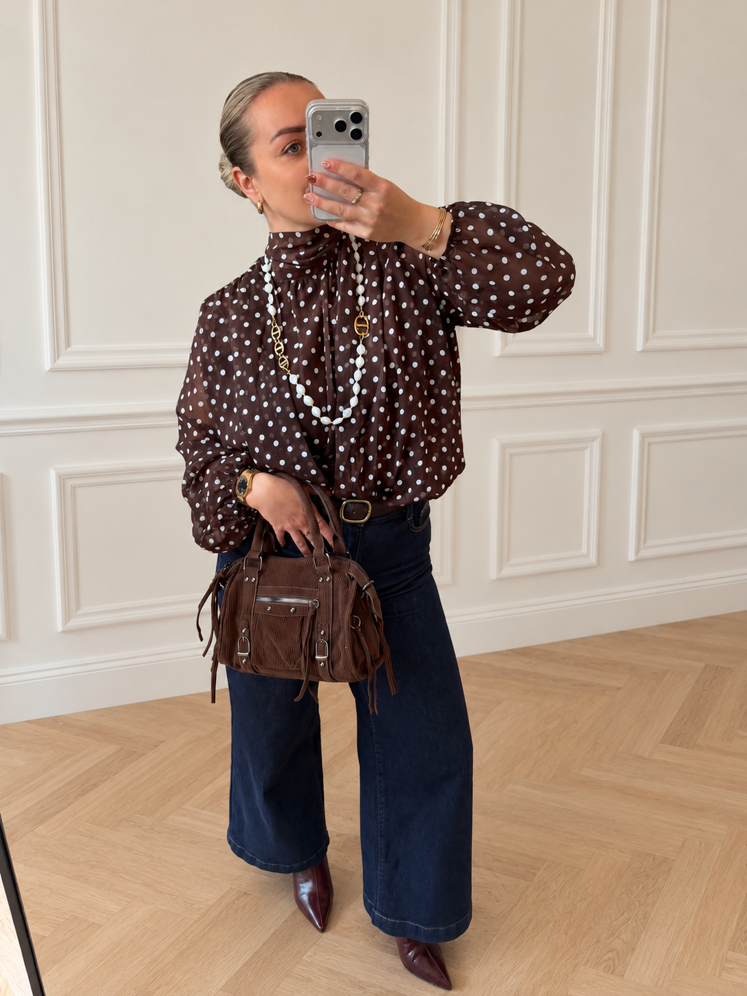 blouse à pois LOU marron